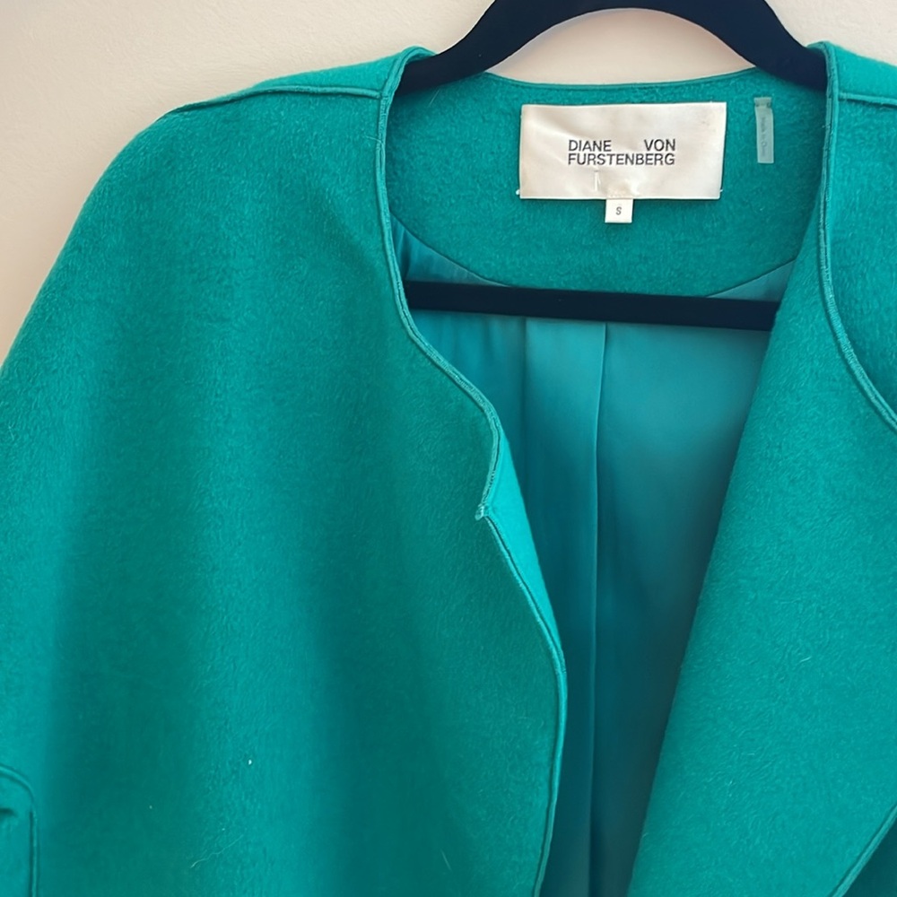 Diane von Furstenberg Teal Coat - Women's Jacket